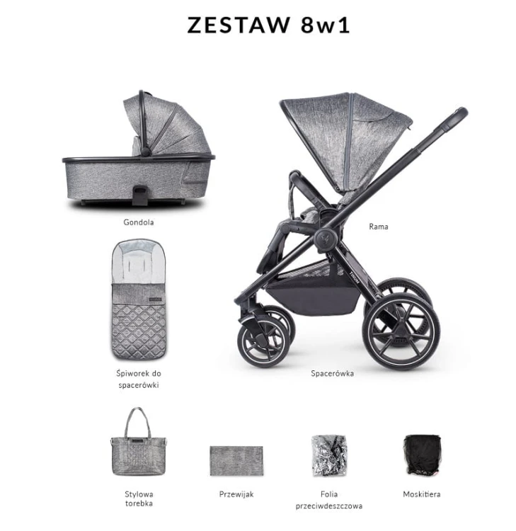 Wózek wielofunkcyjny Venicci Tinum Magnetic Grey (wyposażenie zestawu)
