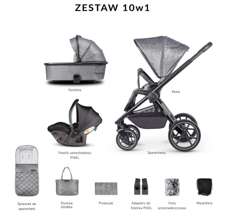 Wózek wielofunkcyjny Venicci Tinum Magnetic Grey (wyposażenie opcjonalne - za dopłatą)