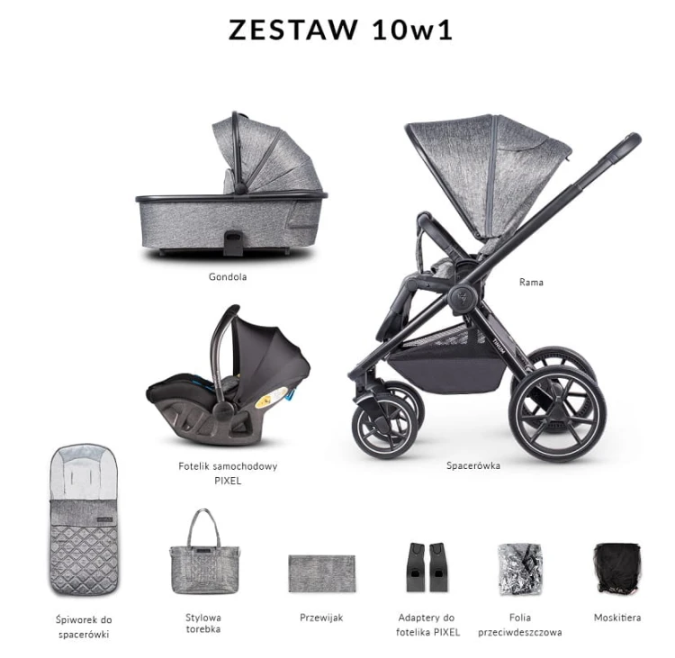 Wózek wielofunkcyjny Venicci Tinum Magnetic Grey (wyposażenie opcjonalne - za dopłatą)
