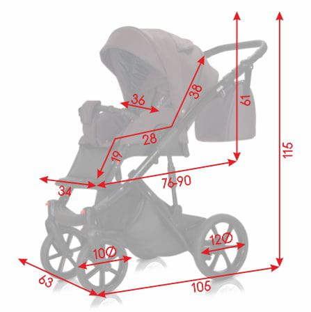 Wózek wielofunkcyjny Milu Kids Bacio (wymiary)
