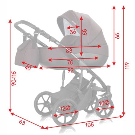 Wózek wielofunkcyjny Milu Kids Bacio (wymiary)