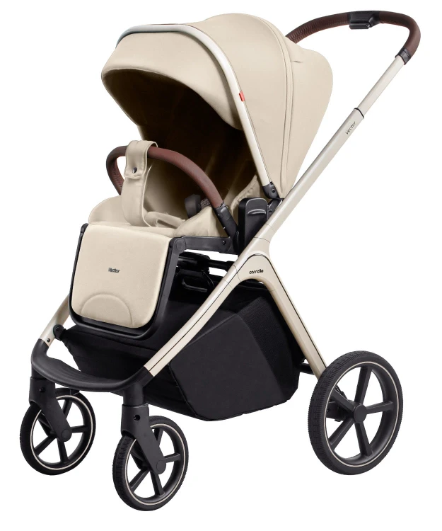 Wózek wielofunkcyjny 3w1 Carrello Vector Seashell Beige + fotelik Lionelo Astrid