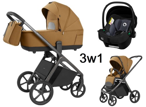 Wózek wielofunkcyjny 3w1 Carrello Vector Golden Beige + fotelik Lionelo Astrid