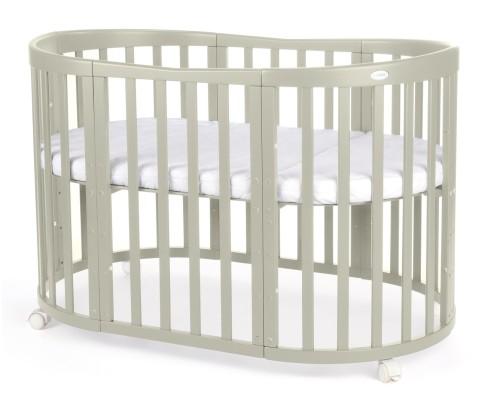 Łóżeczko Waldin Owalne 7w1 z materacem Oliwkowe