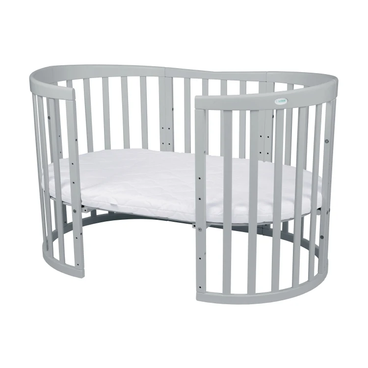 Łóżeczko Waldin Owalne 7w1 z materacem Szare