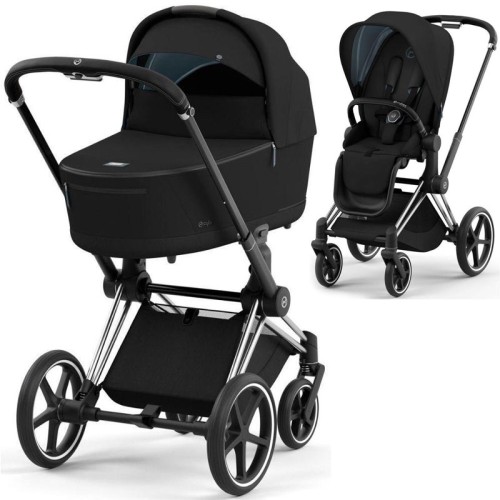 Wózek wielofunkcyjny 2w1 Cybex Priam 4.0 Chrome Black kolor Deep Black.