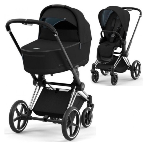 Wózek wielofunkcyjny 2w1 Cybex Priam 4.0 Chrome Black kolor Stardust Black Plus.