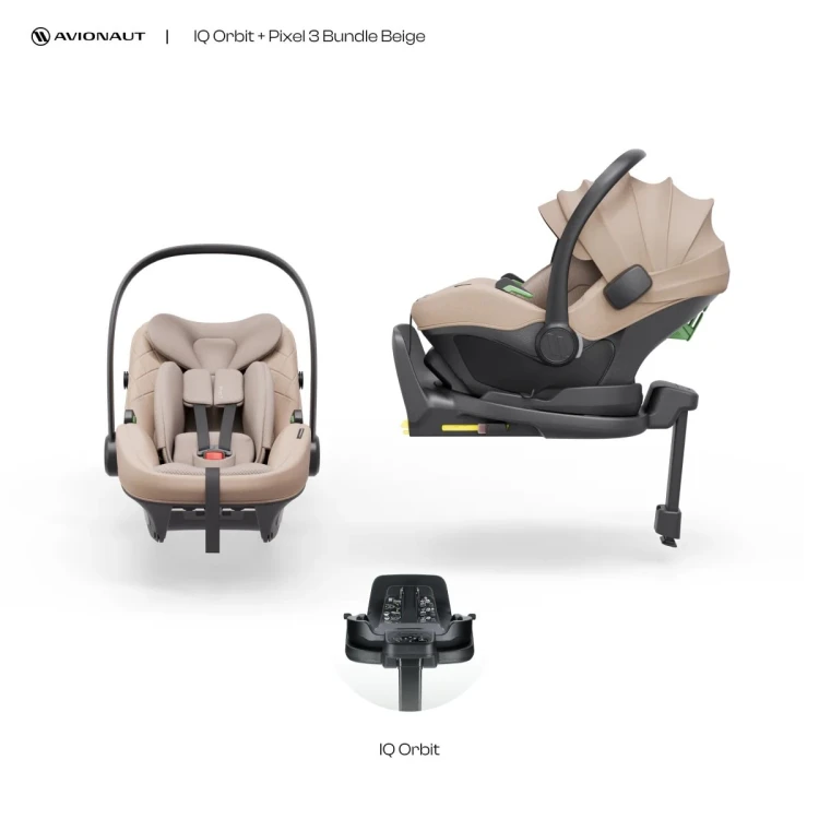Fotelik samochodowy Avionaut Pixel 3 Beige 0-13kg + baza IQ Orbit