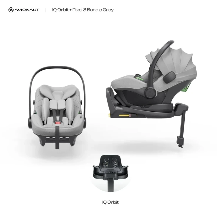 Fotelik samochodowy Avionaut Pixel 3 Grey 0-13kg + baza IQ Orbit