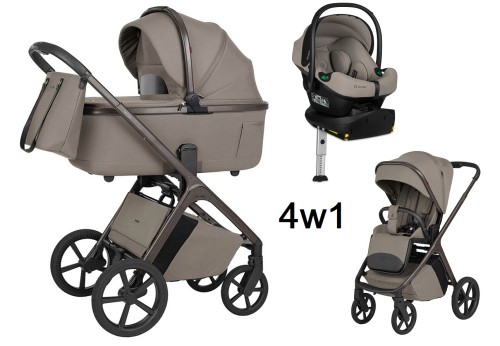 Wózek 4w1 Carrello Vector F Flannel Beige CRL-6700+fotelik Astrid i-Size+baza obrotowa Lionelo