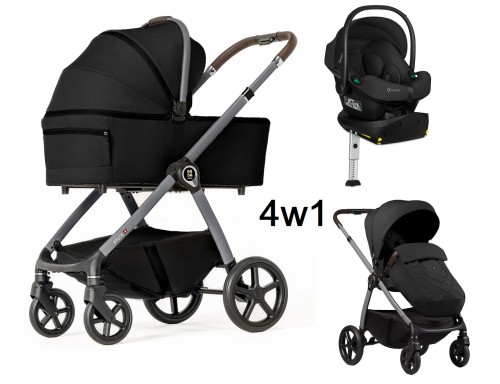 Wózek wielofunkcyjny Dada Prams 4w1 Flux Black+fotelik Lionelo Astrid Set plus i-Size+baza obrotowa