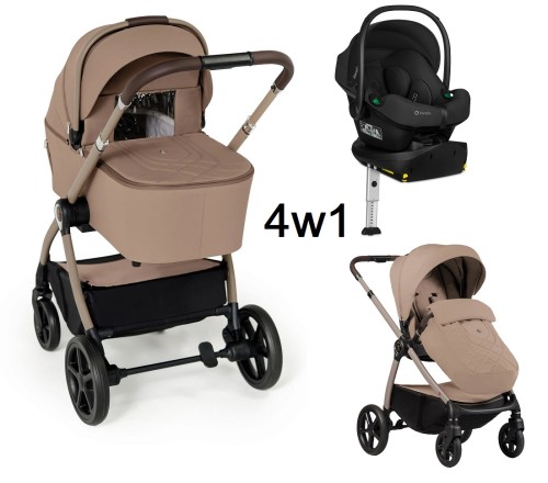 Wózek wielofunkcyjny 4w1 Dada Prams Flux Beige+fotelik lionelo Astrid Set Plus i-Size+baza obrotowa Lionelo